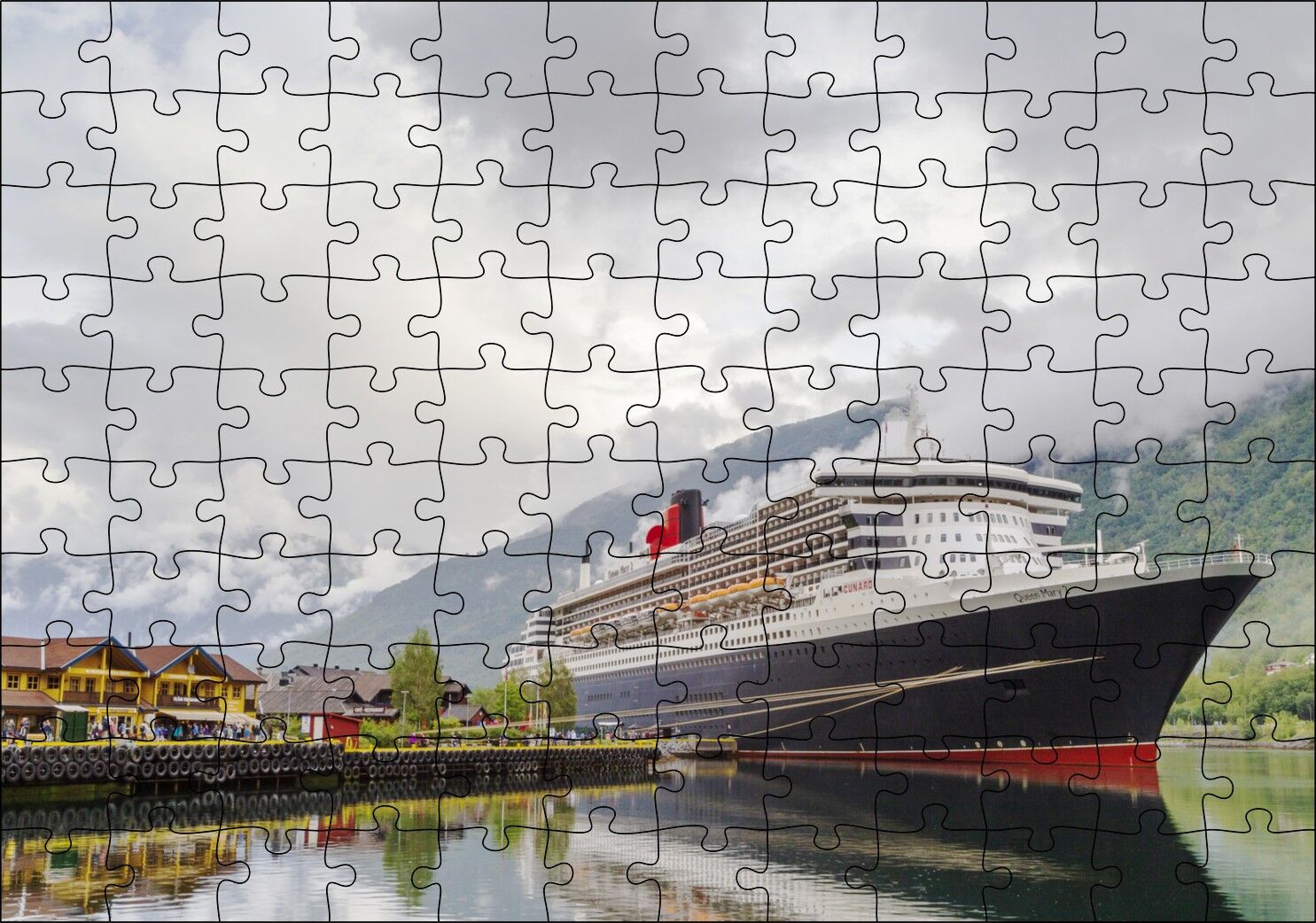 Adriyatik Denizinde Cruise Gemisi ve Bulutlar Puzzle Yapboz MDF Ahşap