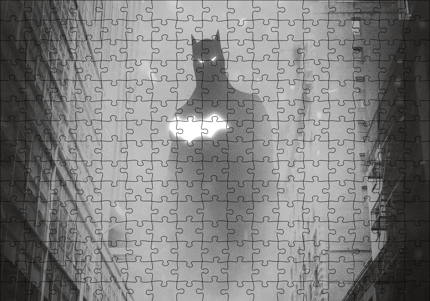 Batman Bloklar Arasında Monochrome Artwork Puzzle Yapboz MDF Ahşap 255 Parça 34 cm X 49 cm