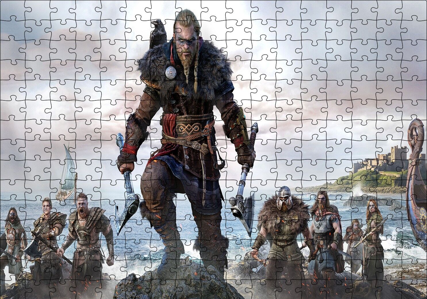 Assassins Creed Valhalla Karakterleri Puzzle Yapboz MDF Ahşap 255 Parça 34 cm X 49 cm