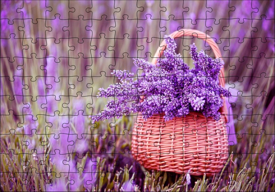 Sepette Lavantalar Puzzle Yapboz MDF Ahşap