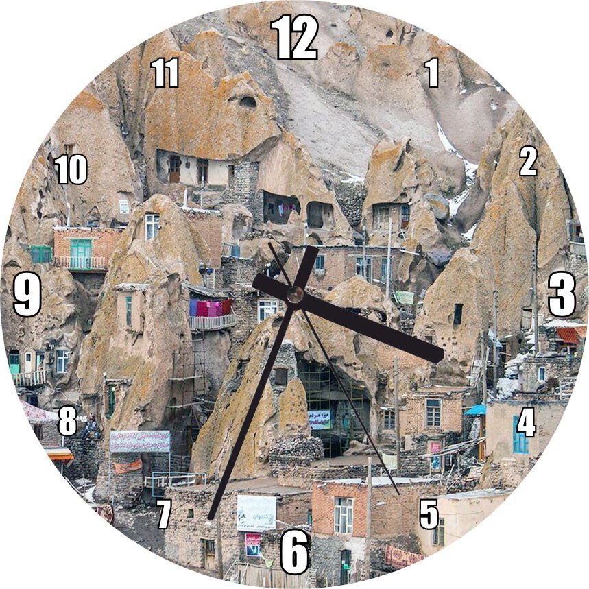 İran, Maku şehrı Kayaların İçine Oyulmuş Evler Mdf Ahşap Duvar Saati