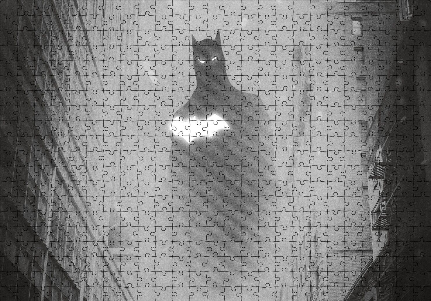 Batman Bloklar Arasında Monochrome Artwork Puzzle Yapboz MDF Ahşap 500 Parça 49 cm X 68 cm