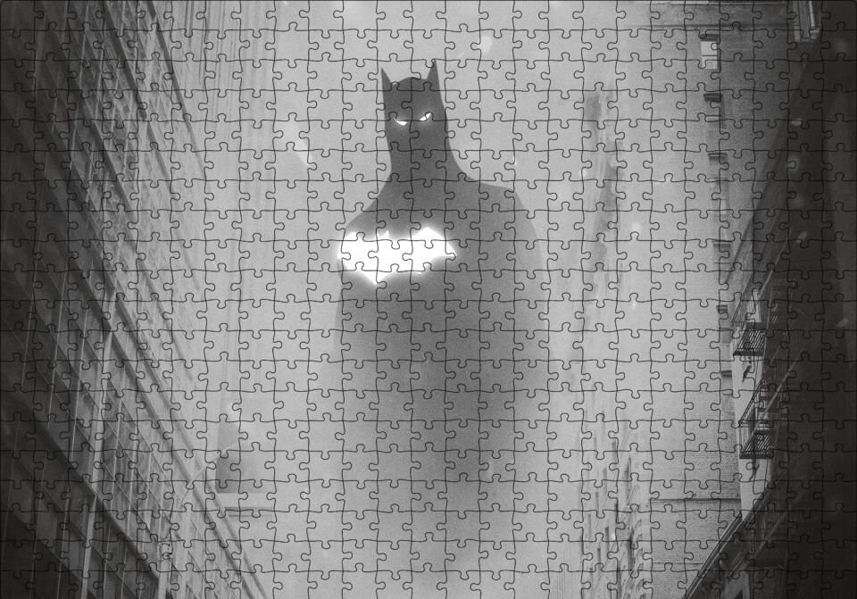 Batman Bloklar Arasında Monochrome Artwork Puzzle Yapboz MDF Ahşap 500 Parça 49 cm X 68 cm