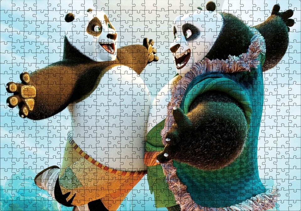 Kungfu Panda Usta ve Çırak Puzzle Yapboz MDF Ahşap 500 Parça 49 cm X 68 cm