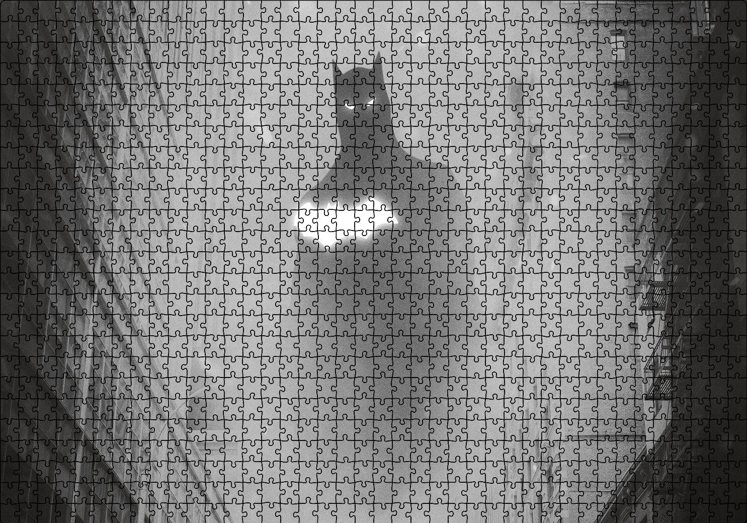 Batman Bloklar Arasında Monochrome Artwork Puzzle Yapboz MDF Ahşap 1000 Parça 49 cm X 68 cm
