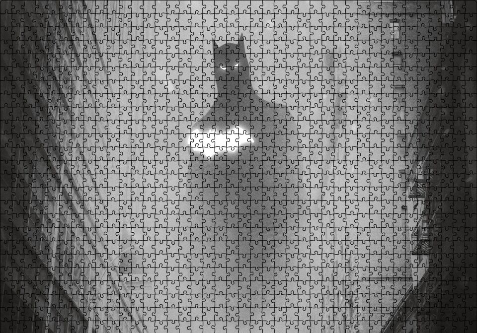 Batman Bloklar Arasında Monochrome Artwork Puzzle Yapboz MDF Ahşap 1000 Parça 49 cm X 68 cm