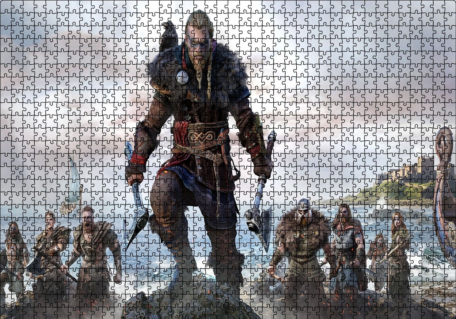 Assassins Creed Valhalla Karakterleri Puzzle Yapboz MDF Ahşap 1000 Parça 49 cm X 68 cm