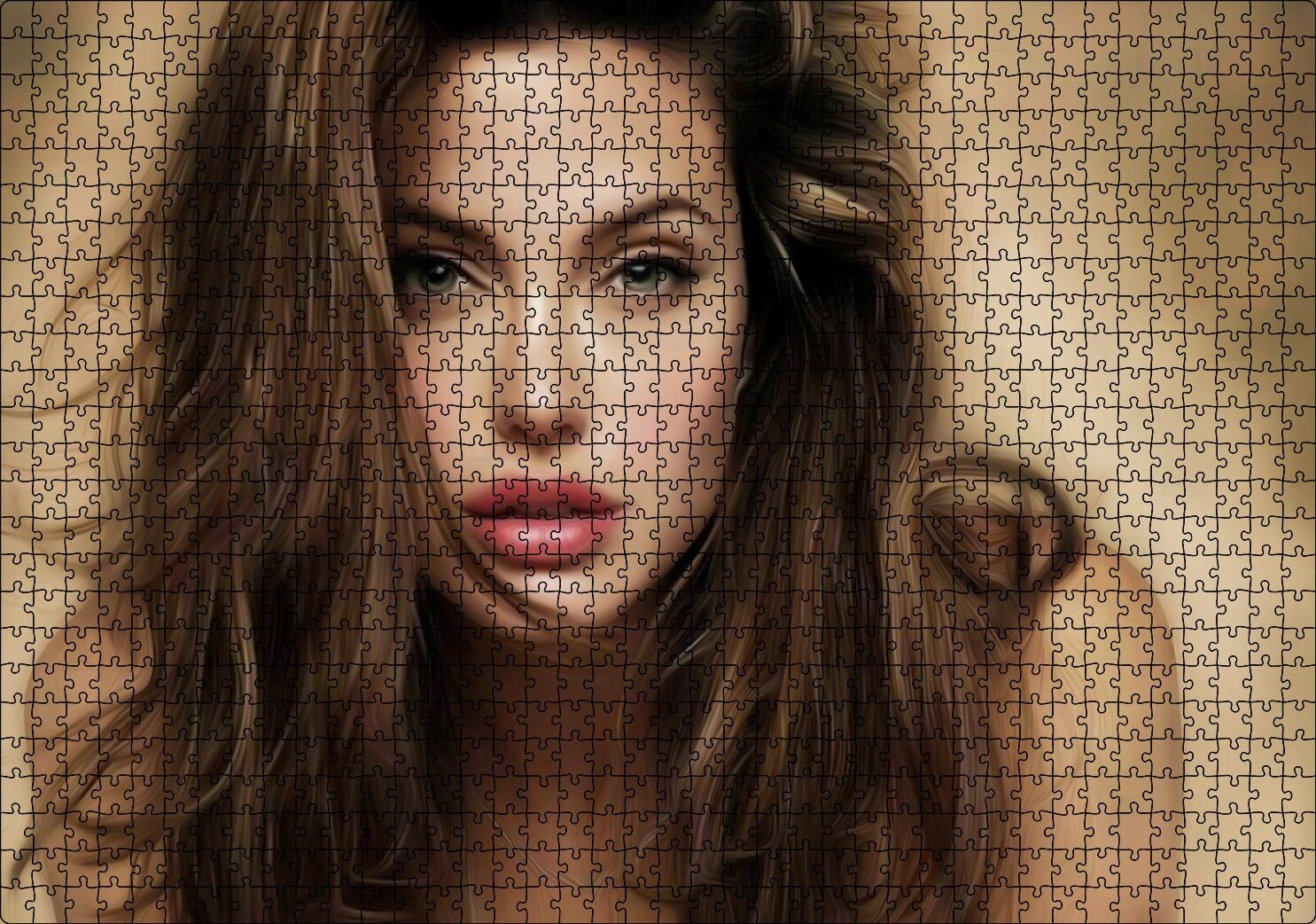 Angelina Jolie Baygın Bakış Puzzle Yapboz MDF Ahşap 1000 Parça 49 cm X 68 cm