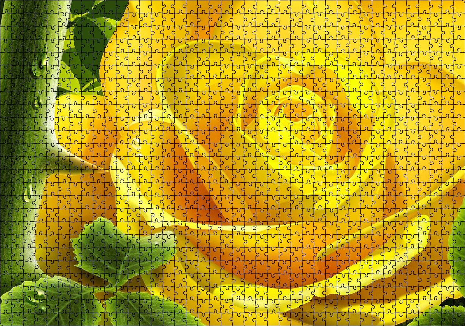 Sarı Gül Ve Diken Puzzle Yapboz MDF Ahşap 1000 Parça 49 cm X 68 cm