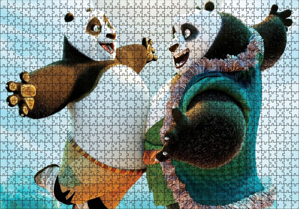 Kungfu Panda Usta ve Çırak Puzzle Yapboz MDF Ahşap 1000 Parça 49 cm X 68 cm