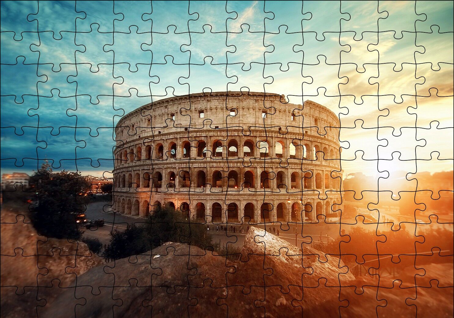 İtalya Roma Tarihi Colosseum Puzzle Yapboz MDF Ahşap 120 Parça 24 cm X 34 cm