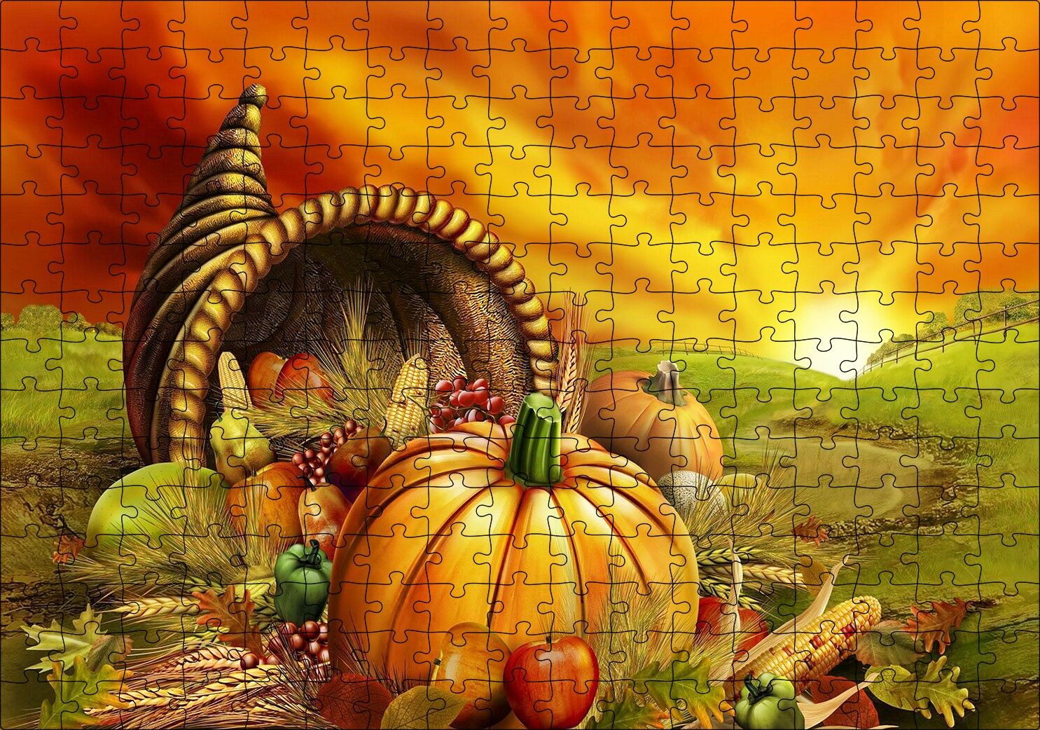 Sonbahar Hasadı Puzzle Yapboz MDF Ahşap 255 Parça 34 cm X 49 cm