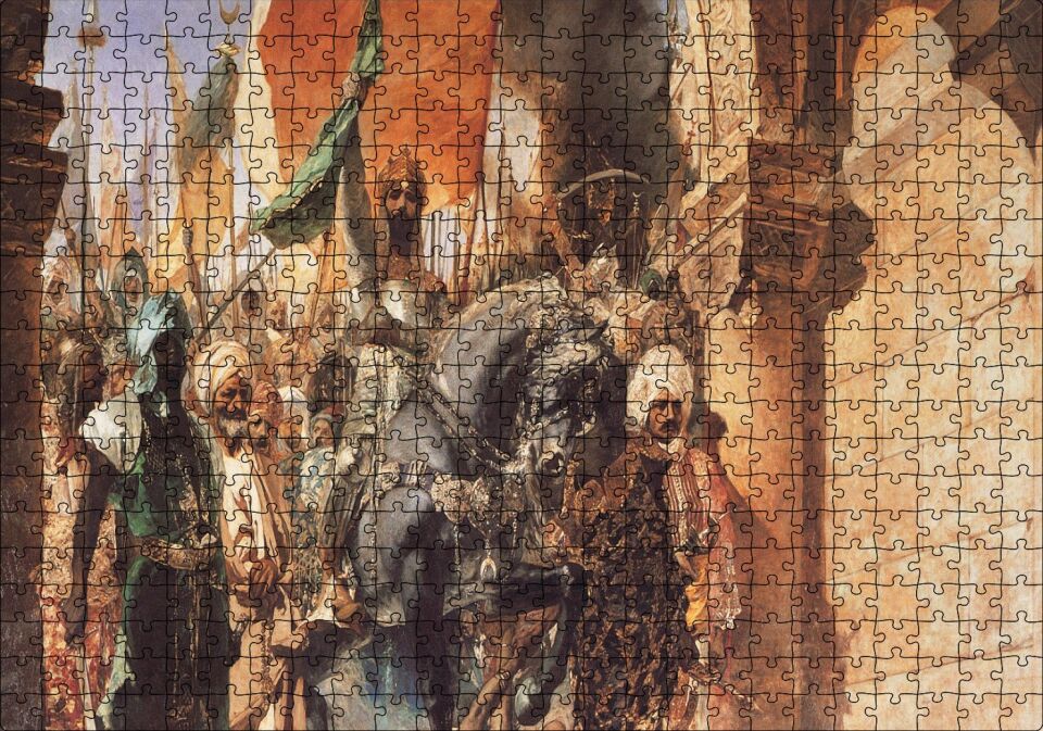 Osmanlı Padişahı Fatih Sultan Mehmet Feti Görseli Puzzle Yapboz MDF Ahşap 500 Parça 49 cm X 68 cm