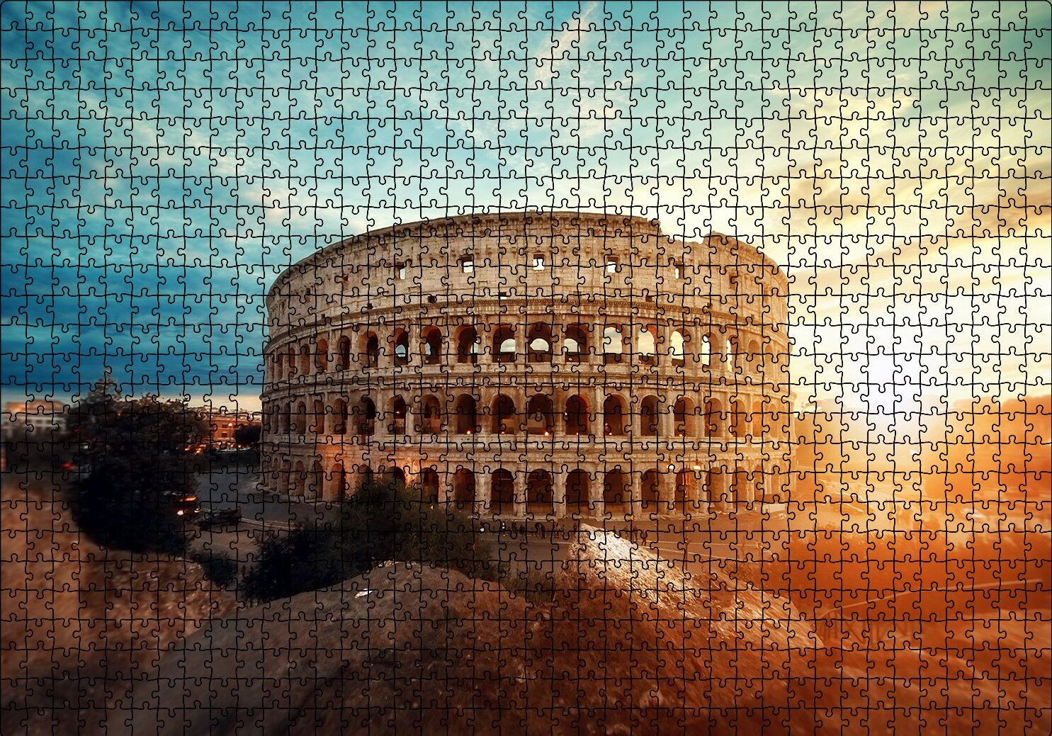 İtalya Roma Tarihi Colosseum Puzzle Yapboz MDF Ahşap 1000 Parça 49 cm X 68 cm