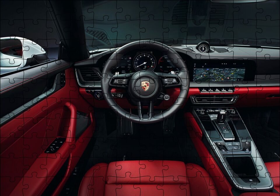 Porsche 911 Carrera Cabrio İç Görünüş Puzzle Yapboz MDF Ahşap