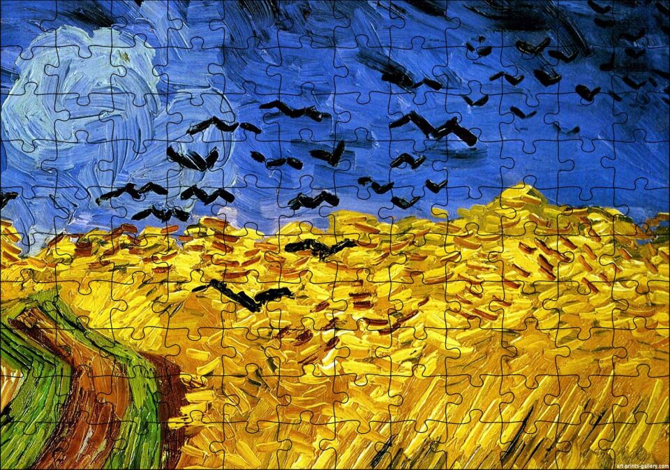 Vincent Van Gogh Buğday Tarlası Ve Kargalar Puzzle Yapboz MDF Ahşap 120 Parça 24 cm X 34 cm