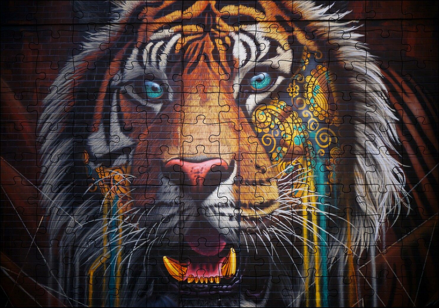 Kaplan Yakın Plan Graffiti Duvar Boyama Puzzle Yapboz MDF Ahşap 120 Parça 24 cm X 34 cm