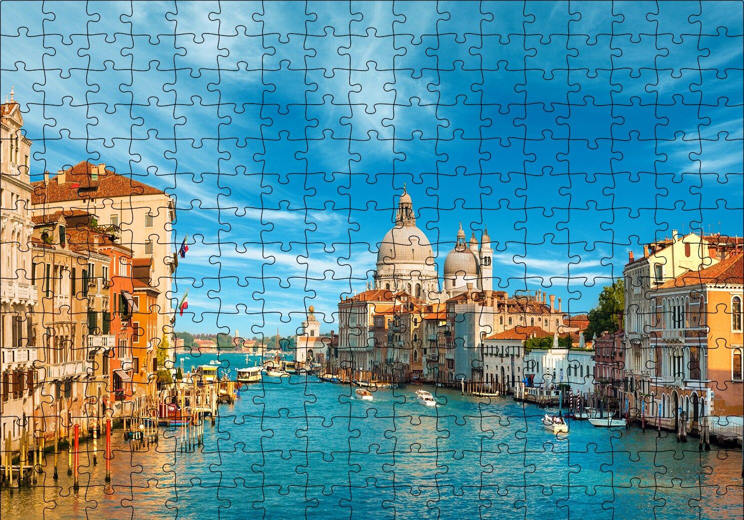 İtalya Venedik Büyük Kanal Puzzle Yapboz MDF Ahşap 255 Parça 34 cm X 49 cm