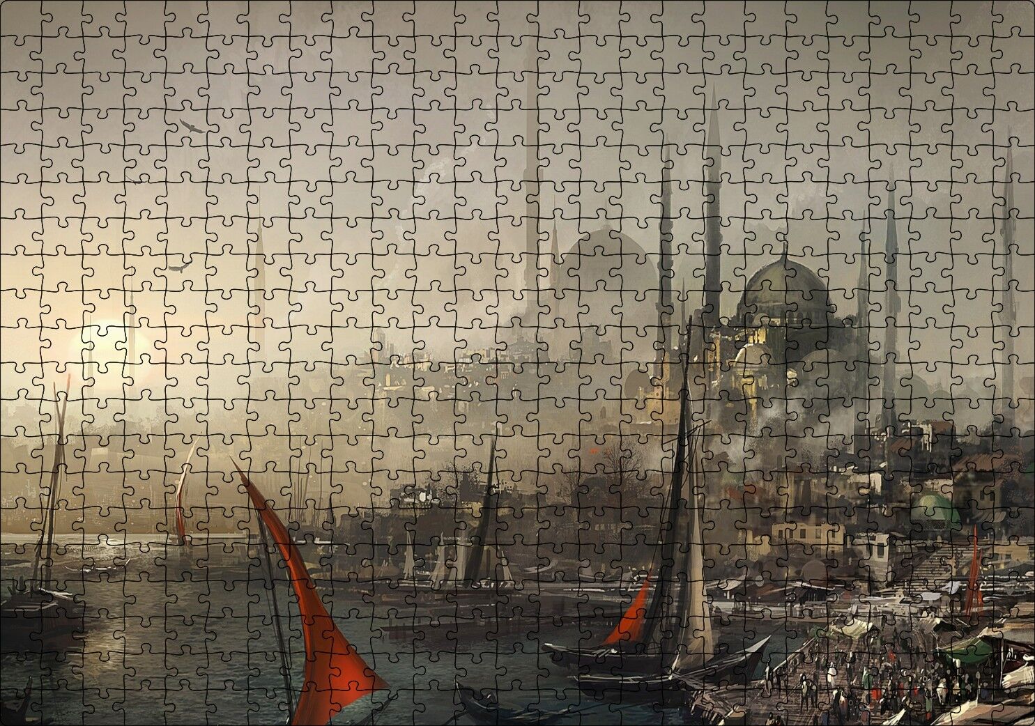 Osmanlıda İstanbul Görseli Puzzle Yapboz MDF Ahşap 500 Parça 49 cm X 68 cm