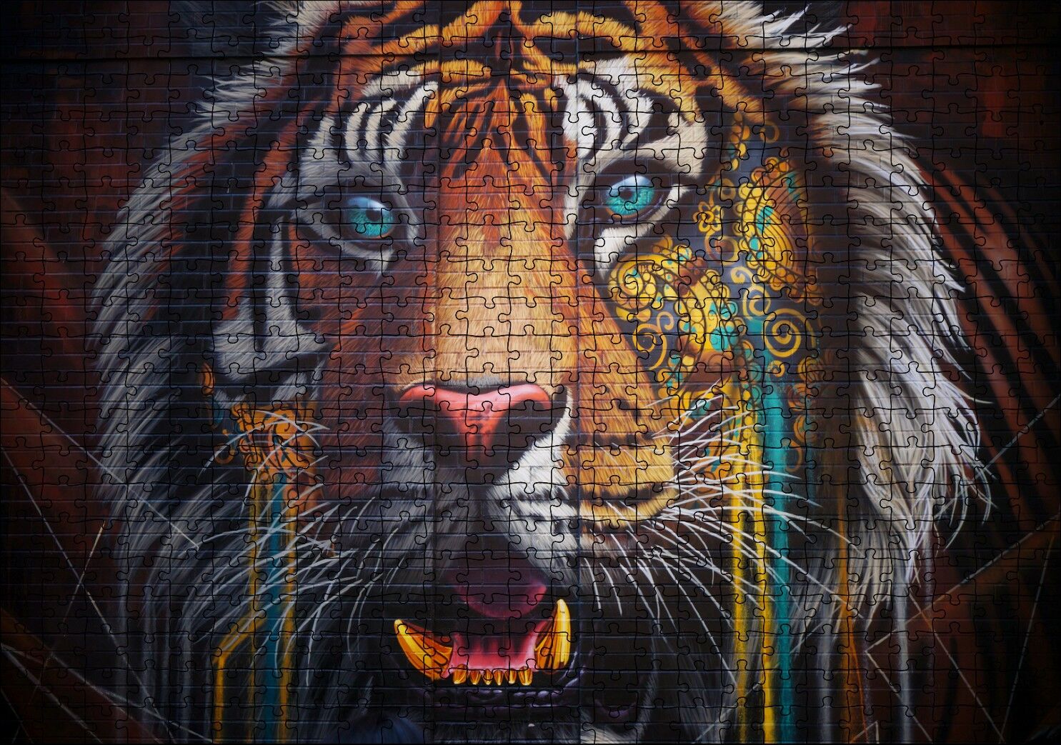 Kaplan Yakın Plan Graffiti Duvar Boyama Puzzle Yapboz MDF Ahşap 500 Parça 49 cm X 68 cm