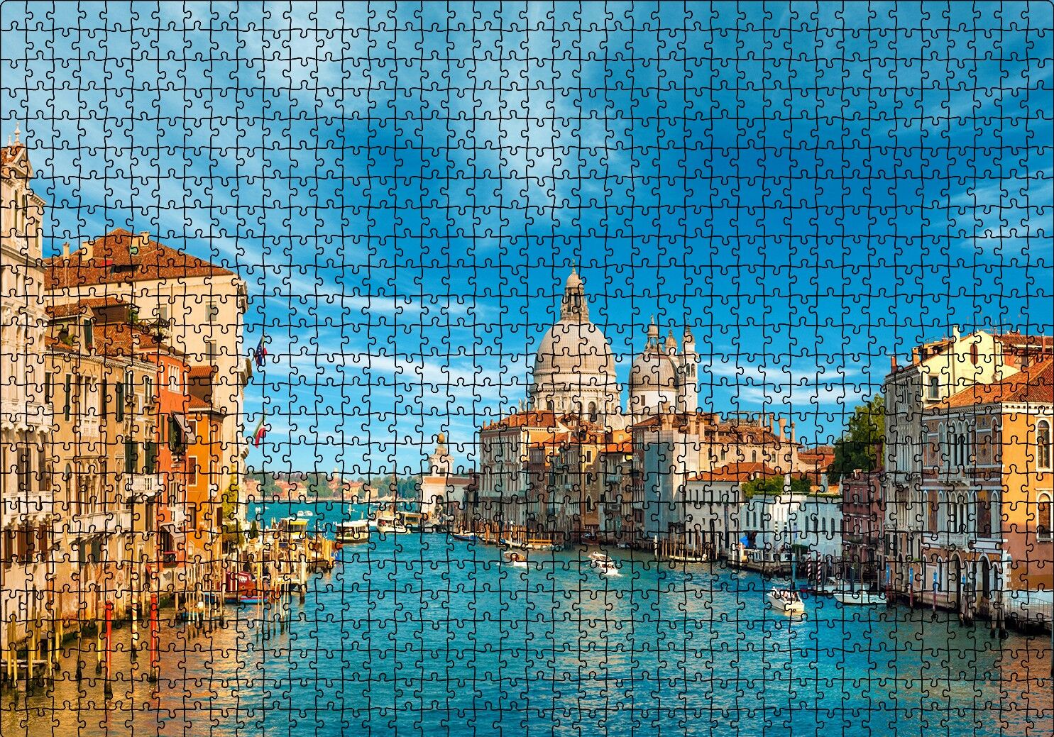 İtalya Venedik Büyük Kanal Puzzle Yapboz MDF Ahşap 1000 Parça 49 cm X 68 cm