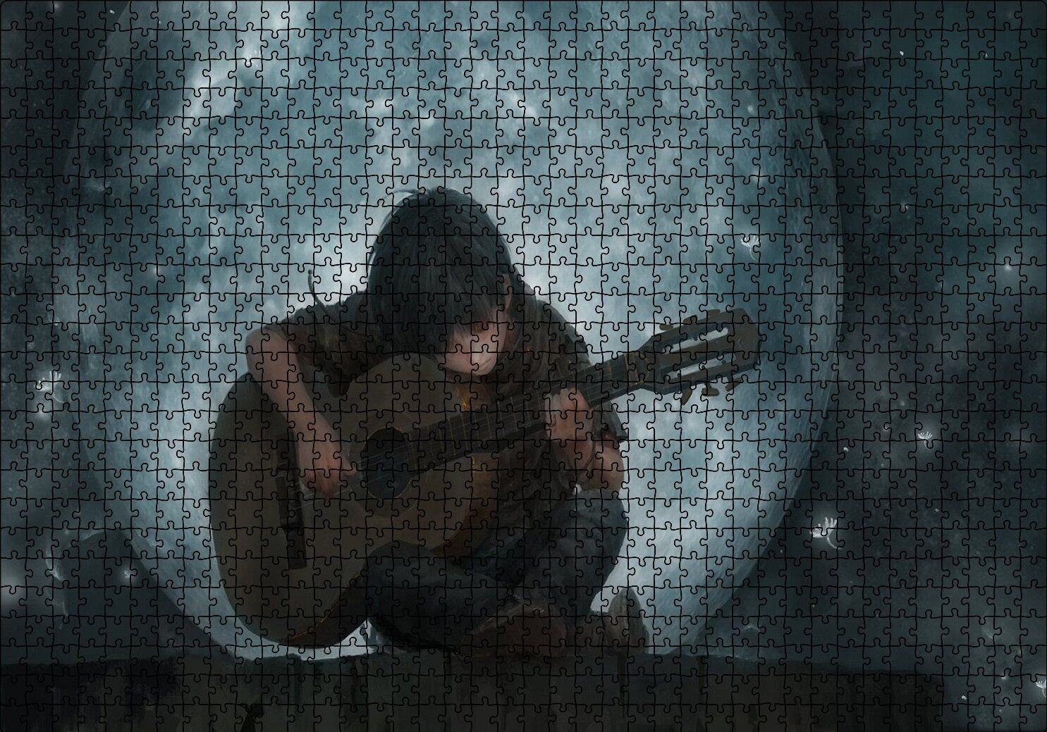 Dolunay Çocuk Klasik Gitar Puzzle Yapboz MDF Ahşap 1000 Parça 49 cm X 68 cm