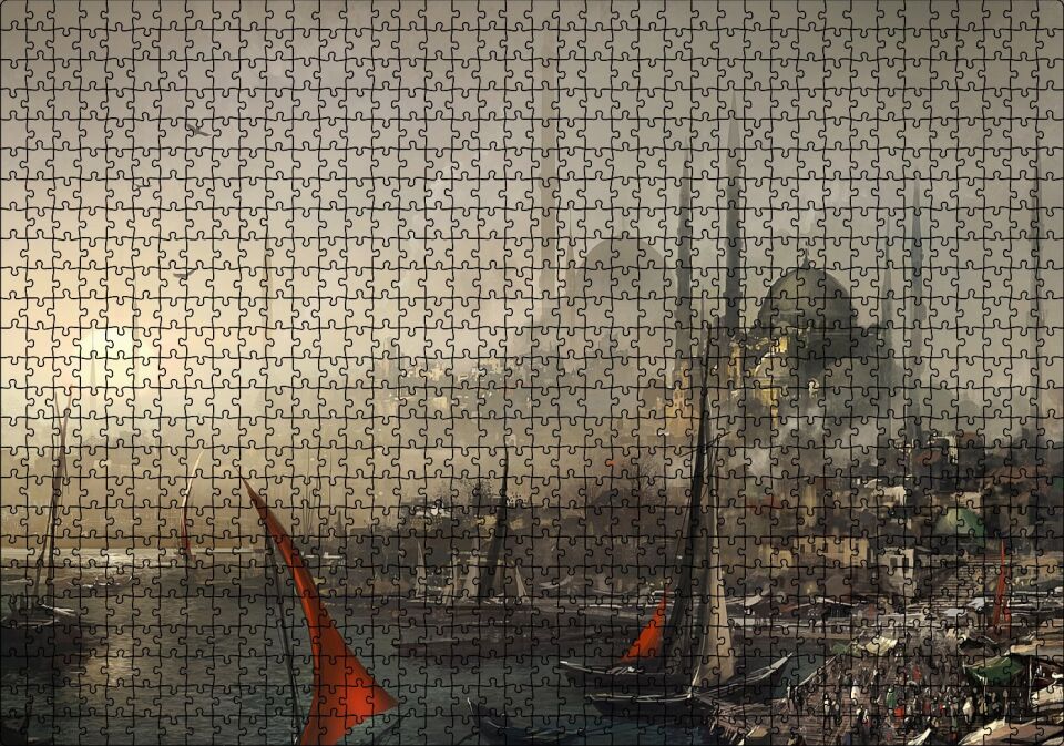 Osmanlıda İstanbul Görseli Puzzle Yapboz MDF Ahşap 1000 Parça 49 cm X 68 cm