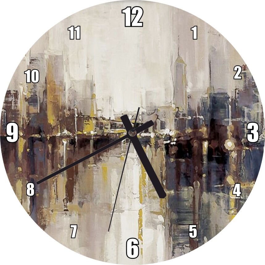 Gökdelenler ve Denizdeki Yansımaları Yağlıboya Mdf Ahşap Duvar Saati