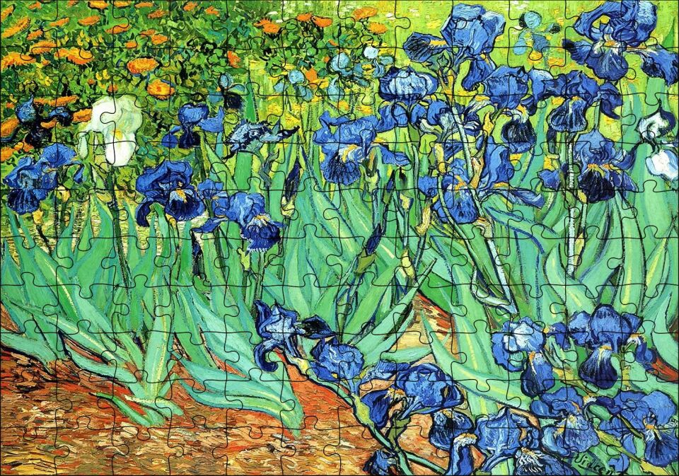 Vincent Van Gogh İrislerim Resim Puzzle Yapboz MDF Ahşap 120 Parça 24 cm X 34 cm