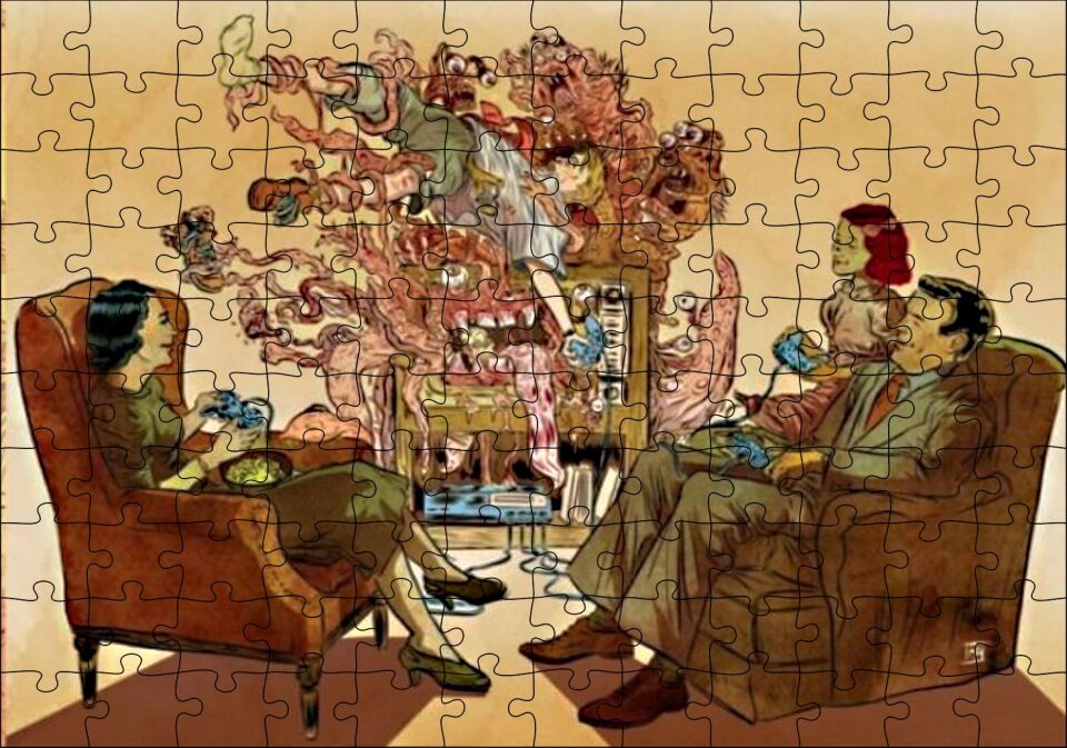 Oyun Konsolunun Hayatımıza Soktukları Puzzle Yapboz MDF Ahşap 120 Parça 24 cm X 34 cm