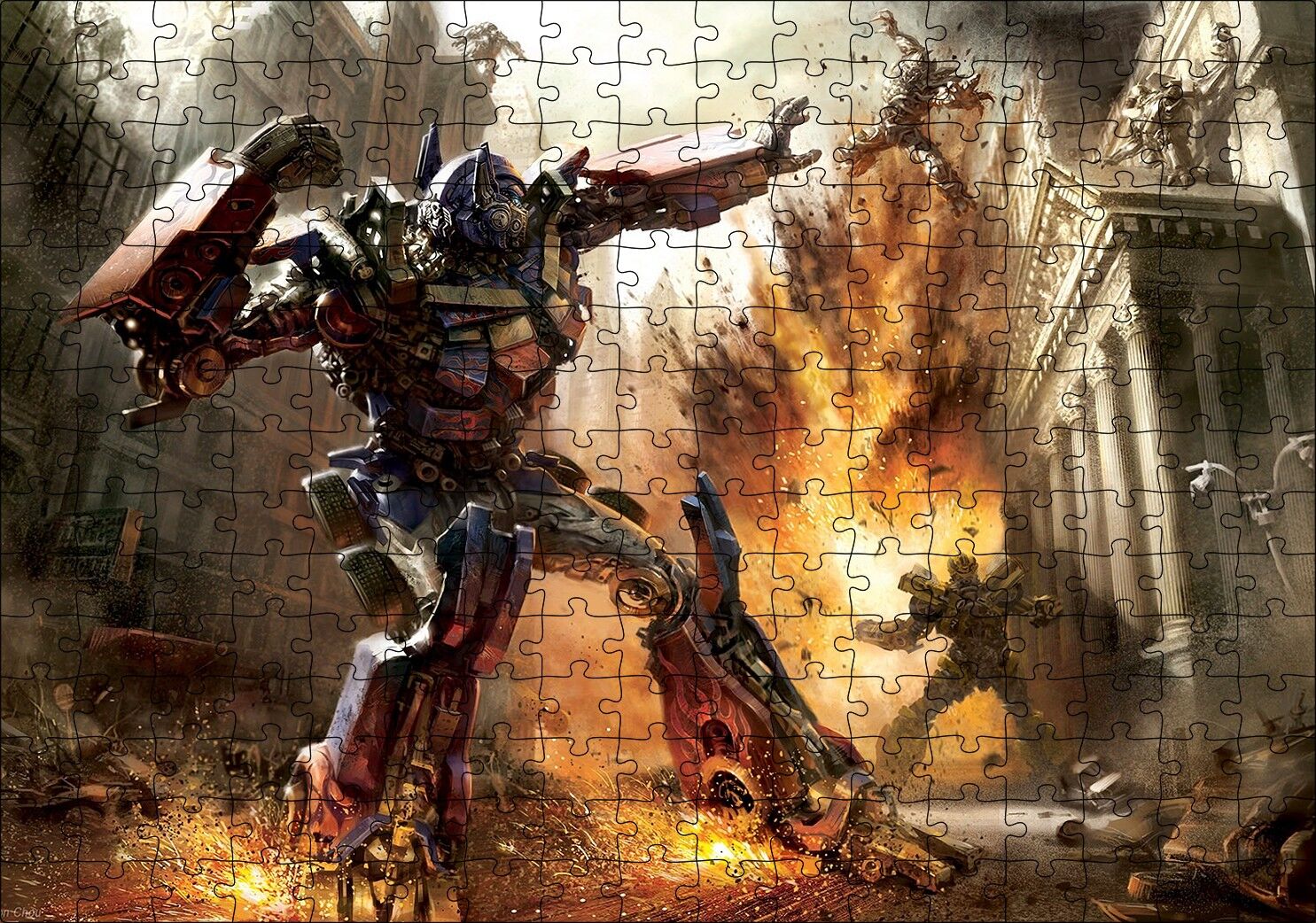 Ayın Karanlık Transformers Filmi Görseli Puzzle Yapboz MDF Ahşap 255 Parça 34 cm X 49 cm