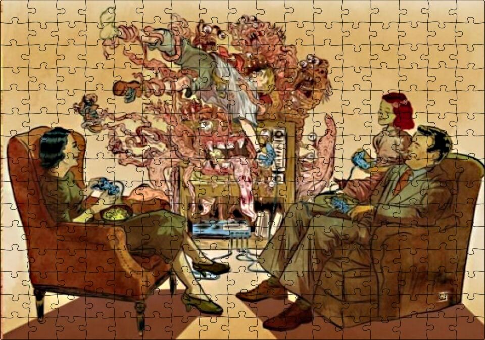 Oyun Konsolunun Hayatımıza Soktukları Puzzle Yapboz MDF Ahşap 255 Parça 34 cm X 49 cm