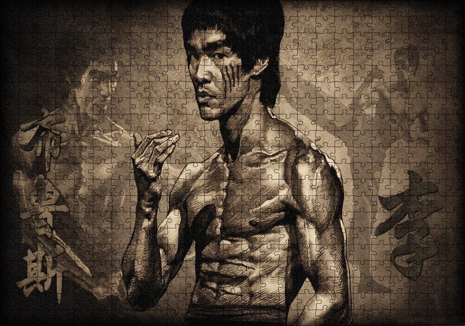 Bruce Lee Kungfu Teknikleri Puzzle Yapboz MDF Ahşap 500 Parça 49 cm X 68 cm
