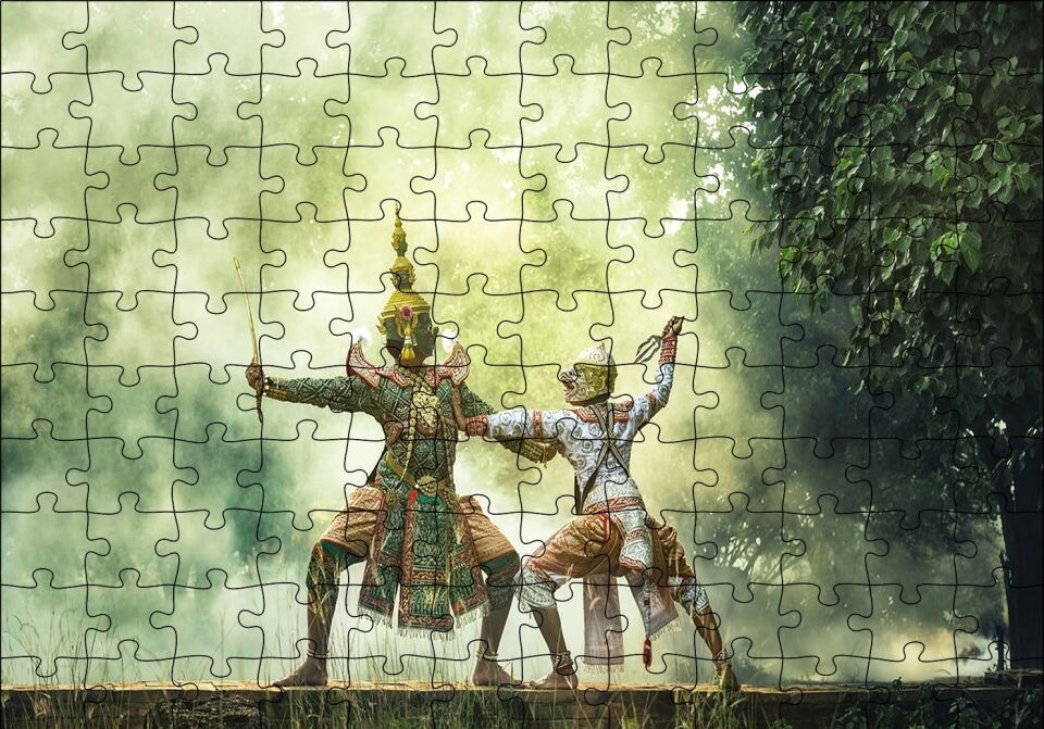 Tayland Sanatı Puzzle Yapboz MDF Ahşap 120 Parça 24 cm X 34 cm