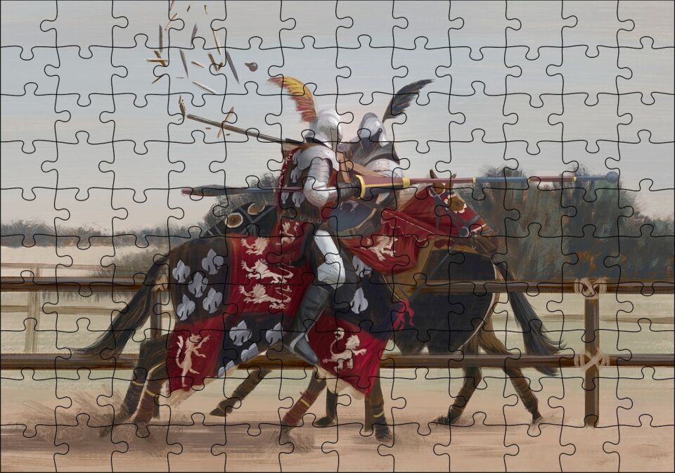 Şovalyelerin Çarpışması Görseli Puzzle Yapboz MDF Ahşap