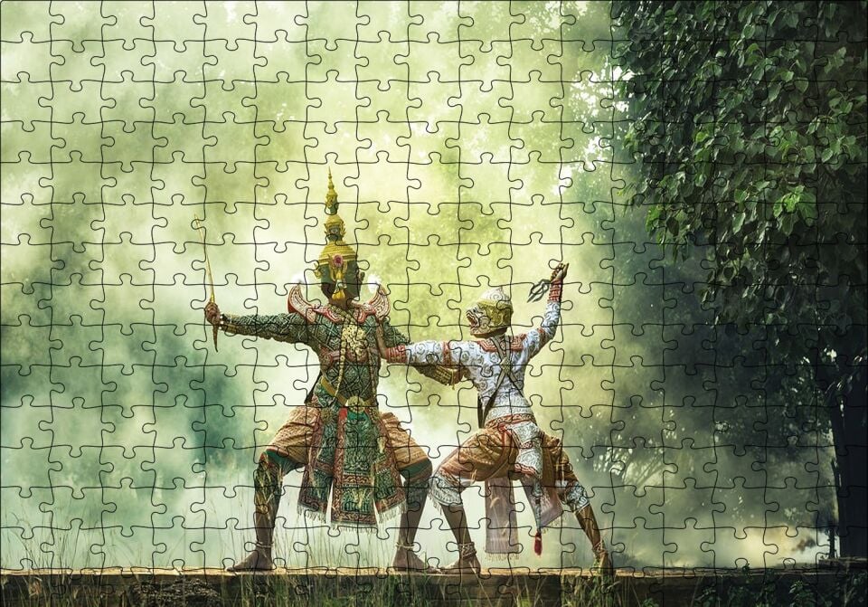 Tayland Sanatı Puzzle Yapboz MDF Ahşap 255 Parça 34 cm X 49 cm