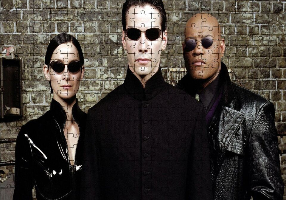 The Matrix Neo Trinity ve Morpheus Puzzle Yapboz MDF Ahşap 255 Parça 34 cm X 49 cm