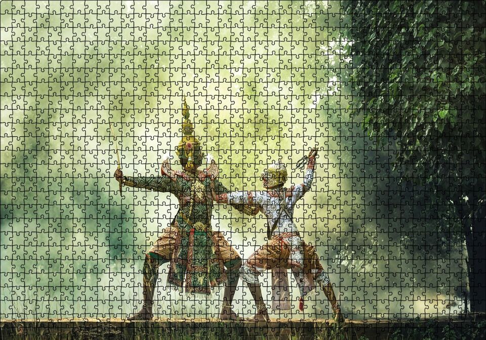 Tayland Sanatı Puzzle Yapboz MDF Ahşap 1000 Parça 49 cm X 68 cm