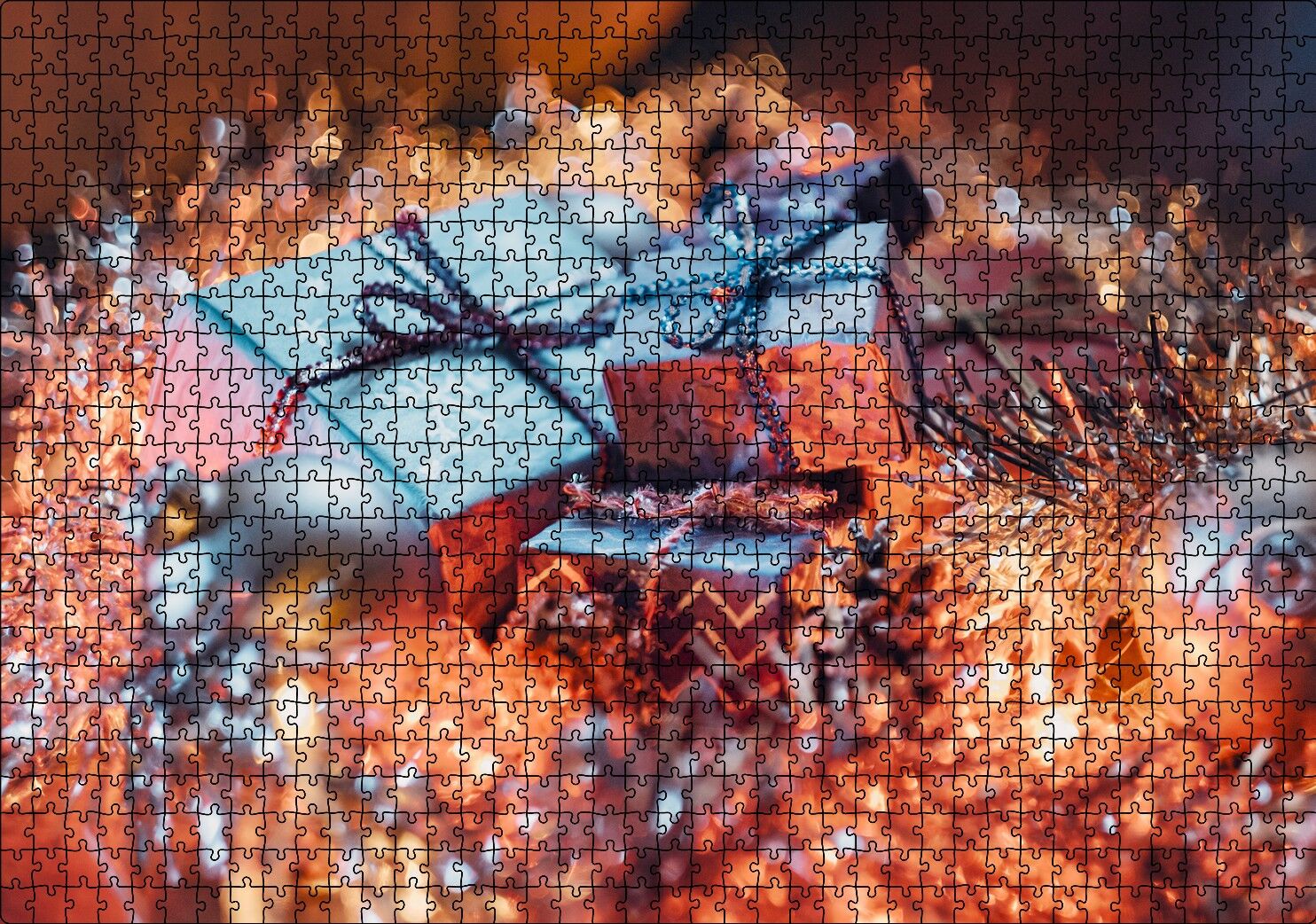Yılbaşı Hediye Paketleri ve Süsleri Puzzle Yapboz MDF Ahşap 1000 Parça 49 cm X 68 cm