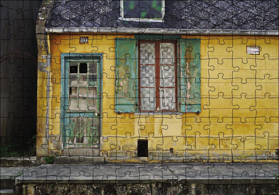 Nostaljik Ev Puzzle Yapboz MDF Ahşap