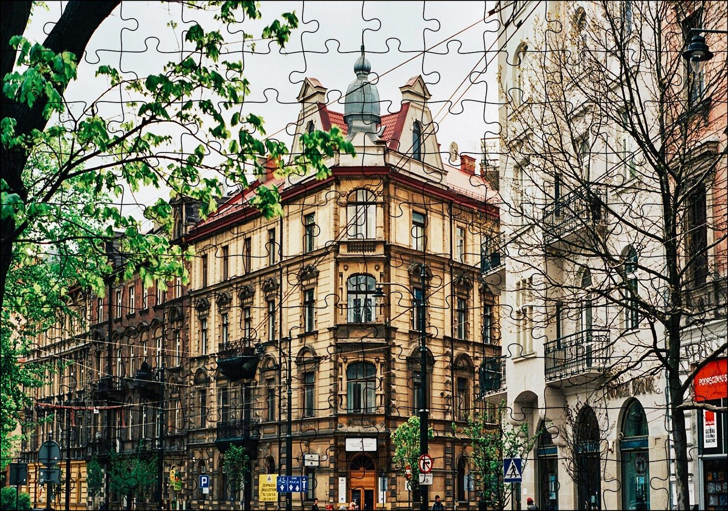 Polonya Krakov Şehir Manzarası Puzzle Yapboz MDF Ahşap 120 Parça 24 cm X 34 cm