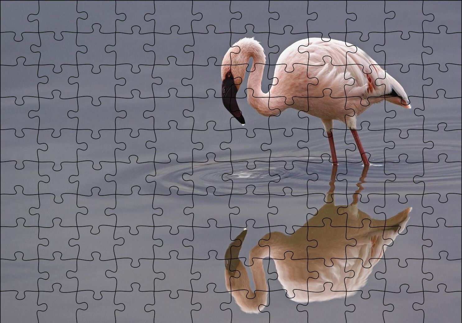 Gölde Avlanan Flamingo Puzzle Yapboz MDF Ahşap