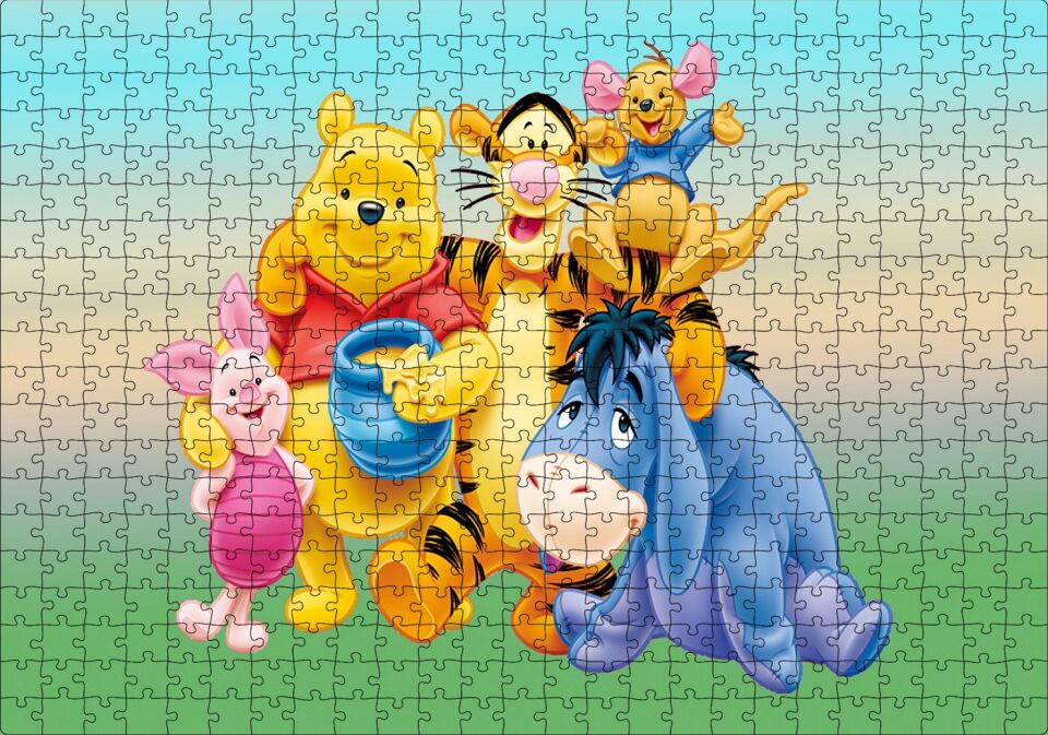 Winnie The Pooh Tüm Karakterler Puzzle Yapboz MDF Ahşap 500 Parça 49 cm X 68 cm