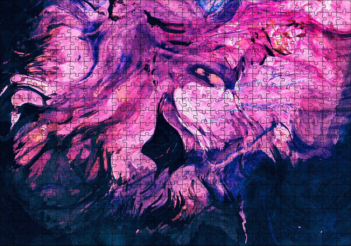 Karışan Pembe Lacivert Dalgalı Desenler Puzzle Yapboz MDF Ahşap 500 Parça 49 cm X 68 cm