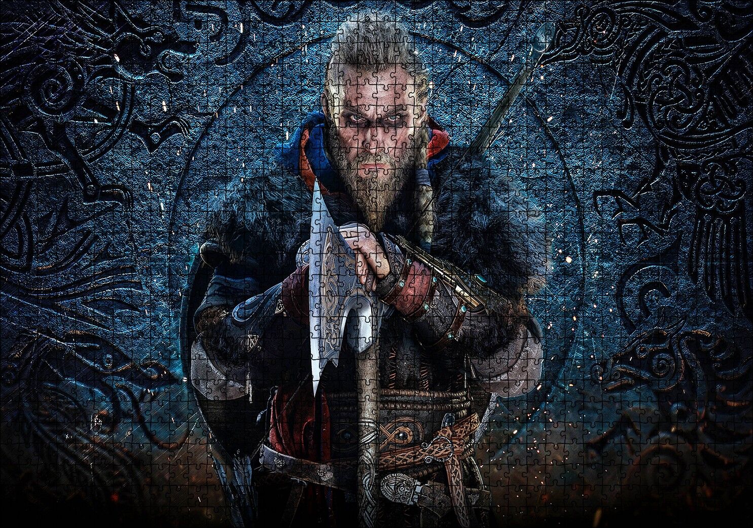Assassins Creed Valhalla Savaşçı Görseli Puzzle Yapboz MDF Ahşap 1000 Parça 49 cm X 68 cm