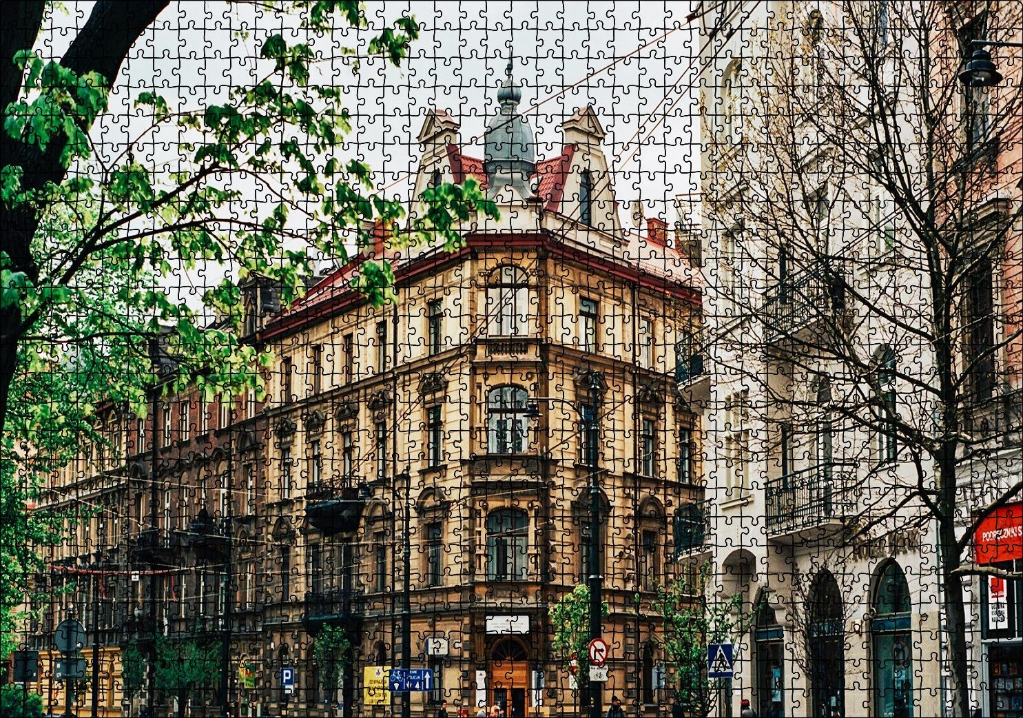 Polonya Krakov Şehir Manzarası Puzzle Yapboz MDF Ahşap 1000 Parça 49 cm X 68 cm