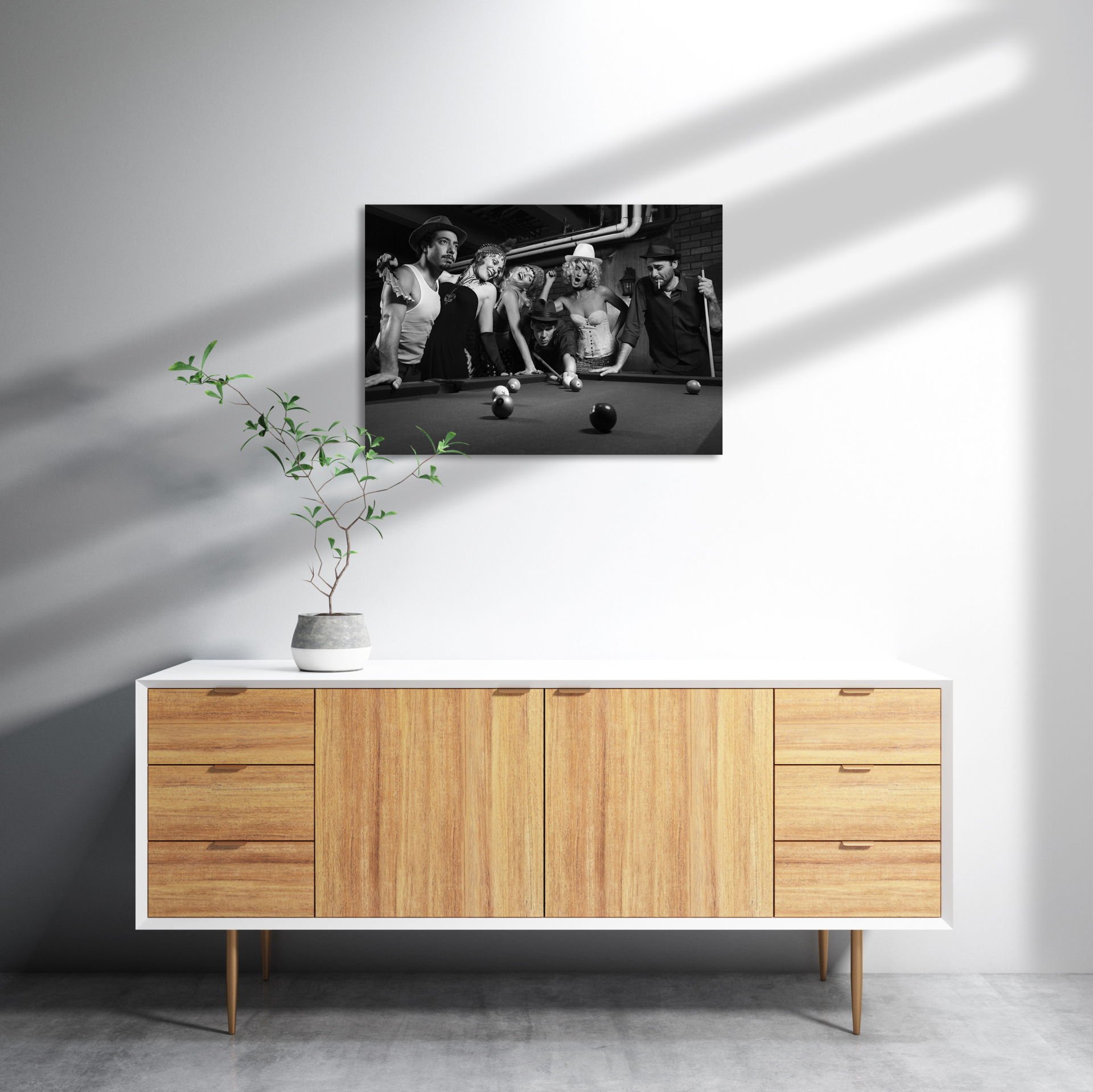 Bilardo Oyuncuları Nostalji MDF Akşap Duvar Tablo