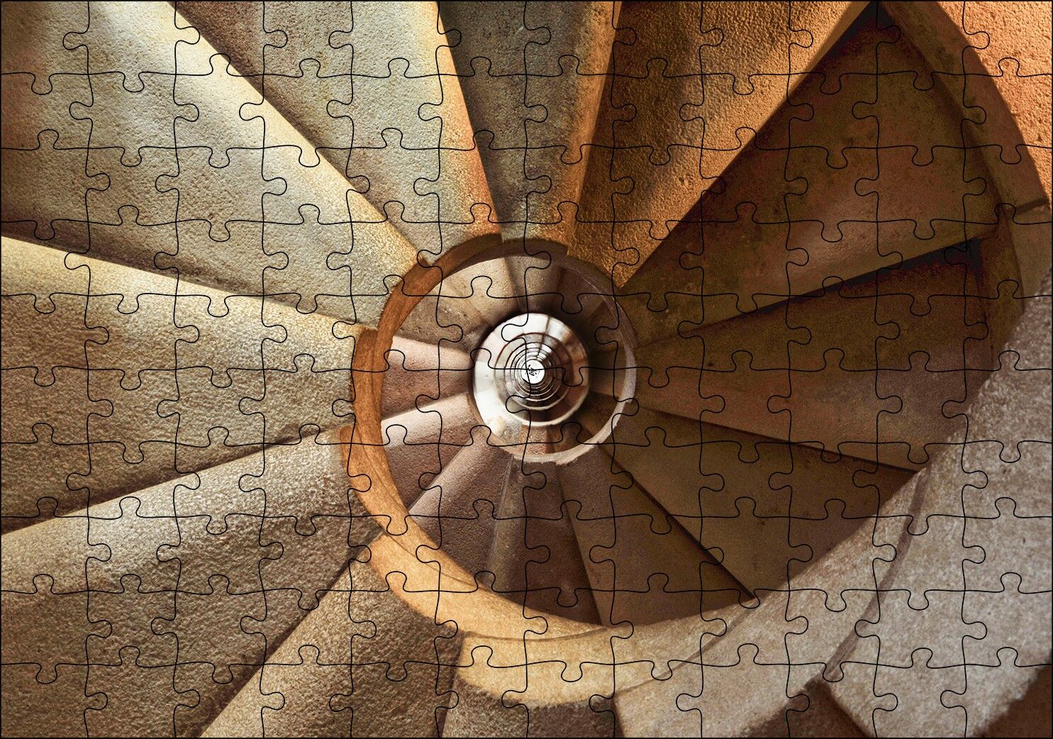 Sarmal Merdiven Üstten Görünüş Puzzle Yapboz MDF Ahşap 120 Parça 24 cm X 34 cm