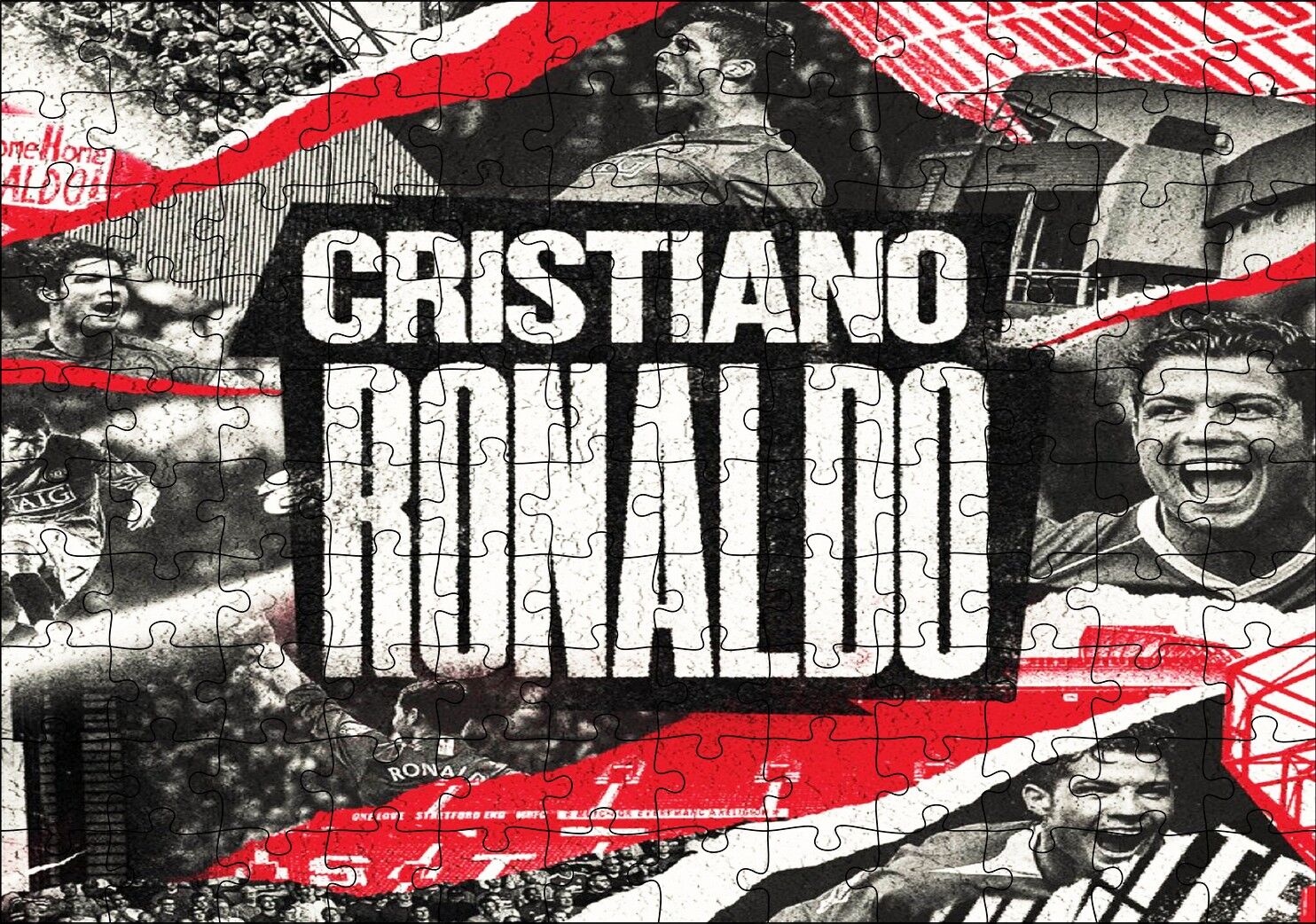 Cristiano Ronaldo Büyük Yazı ve Kompozisyon Puzzle Yapboz MDF Ahşap