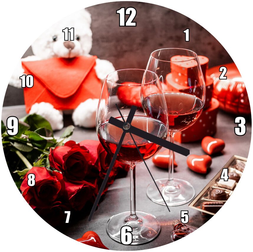 Romantik Buluşma Gecesi Görseli Mdf Ahşap Duvar Saati 30 cm Çap